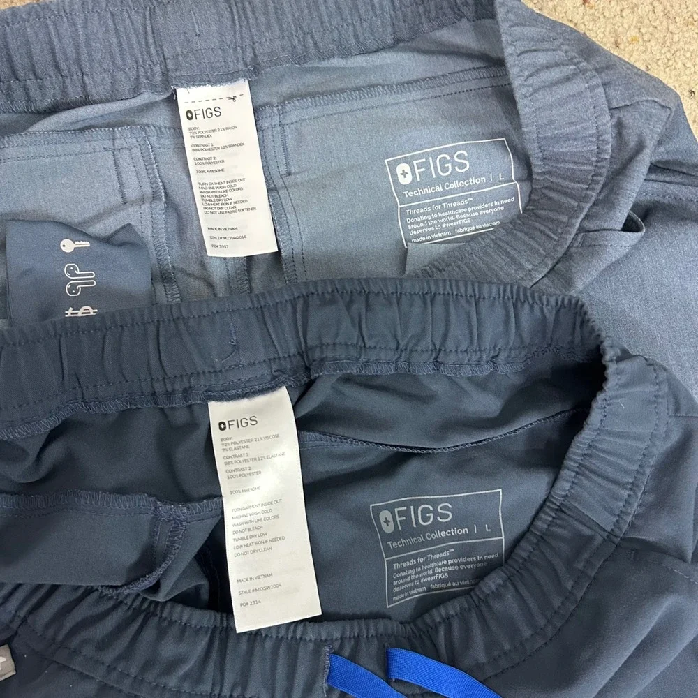 FIGS Lot of 2: Jogger Scrub Pants Blue Technical Collection Men's Size Large
